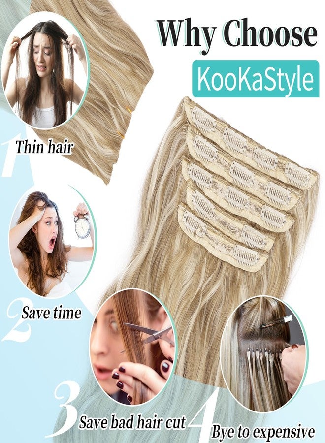 Kookastyle 20 Inch Wavy Synthetic Hair Extensions, 5 Pieces Full Wrap Edges Clip in Hair Extensions for Women, Beach Blonde Fashionable & Easy to Use - Image 5